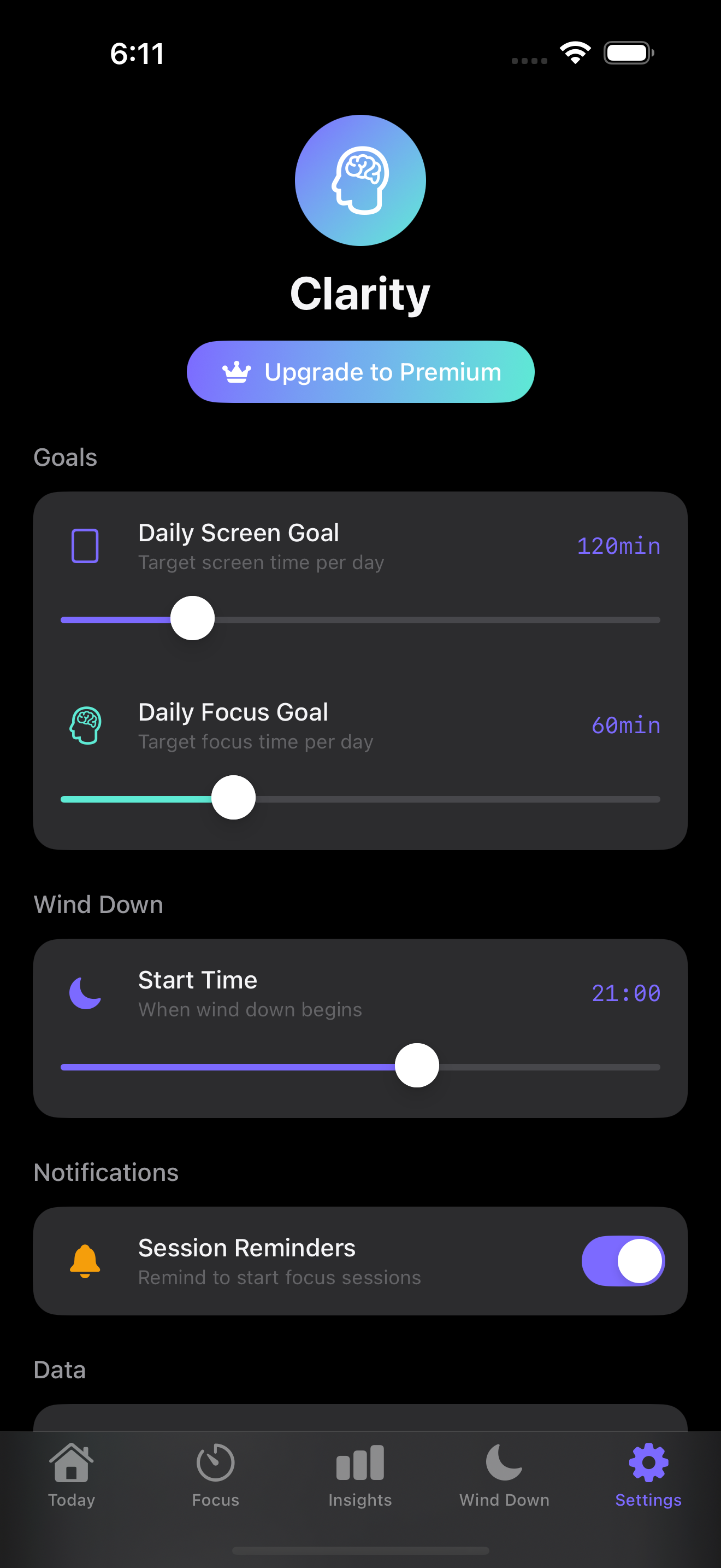 DailyIQAI screen 4: Cognitive Score & Analytics