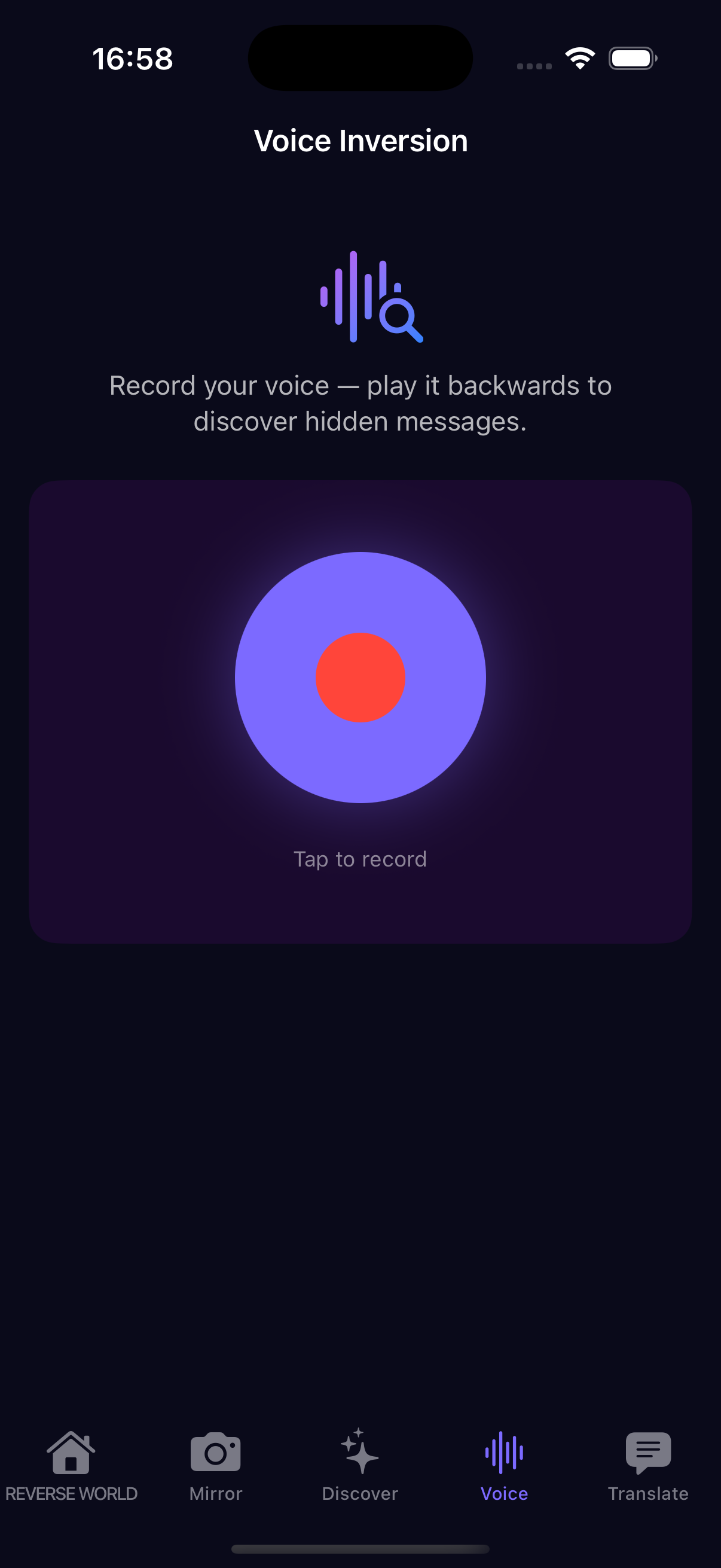 ReverseWorldGo screen 4: Sandboxed Video Capture