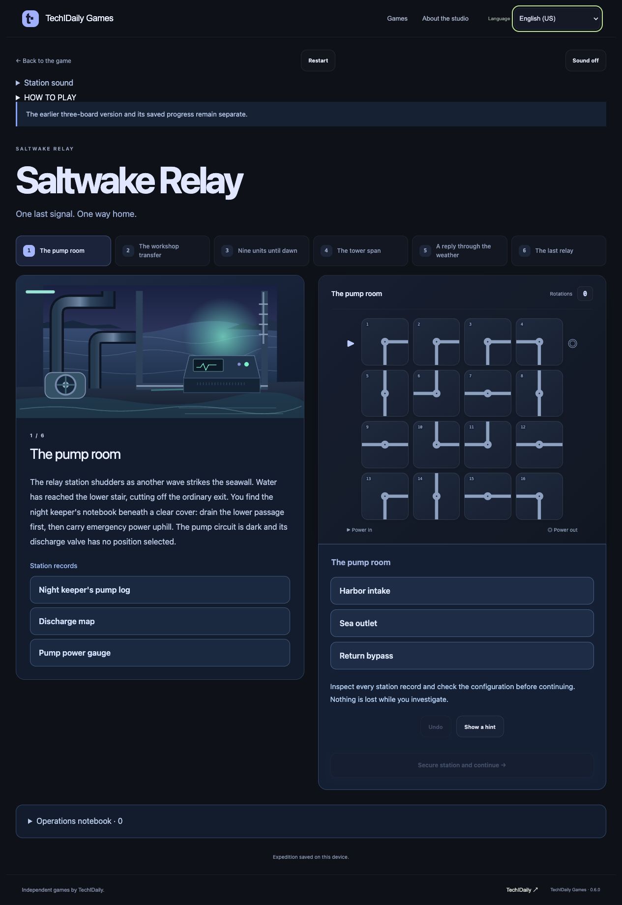 Saltwake Relay - The pump room