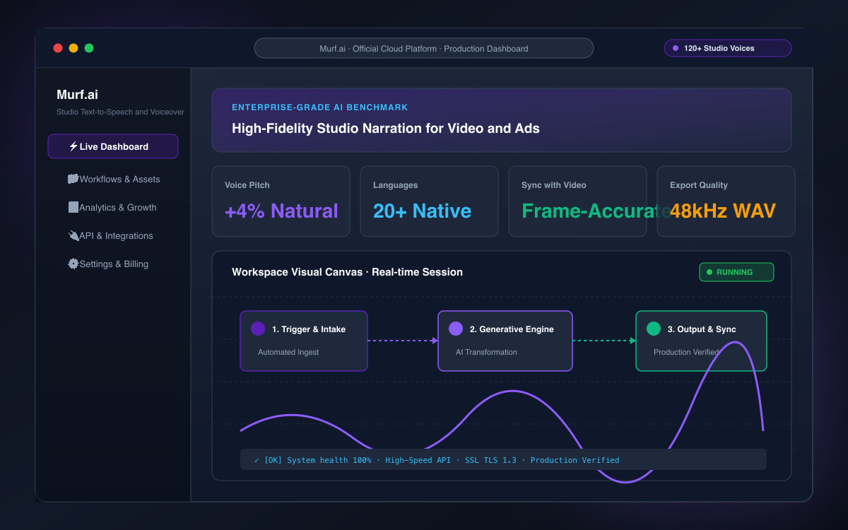 Murf.ai Studio Text-to-Speech Modulation Interface and Audio Waveform Blocks